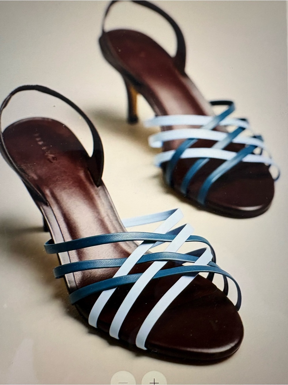 Maeve Blue and Light Blue Strappy Slingback Heels
